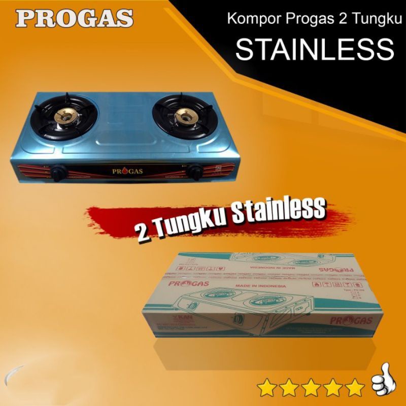 Progas ,  KOMPOR 2 TUNGKU - KOMPOR PROGAS 2 TUNGKU STAINLESS