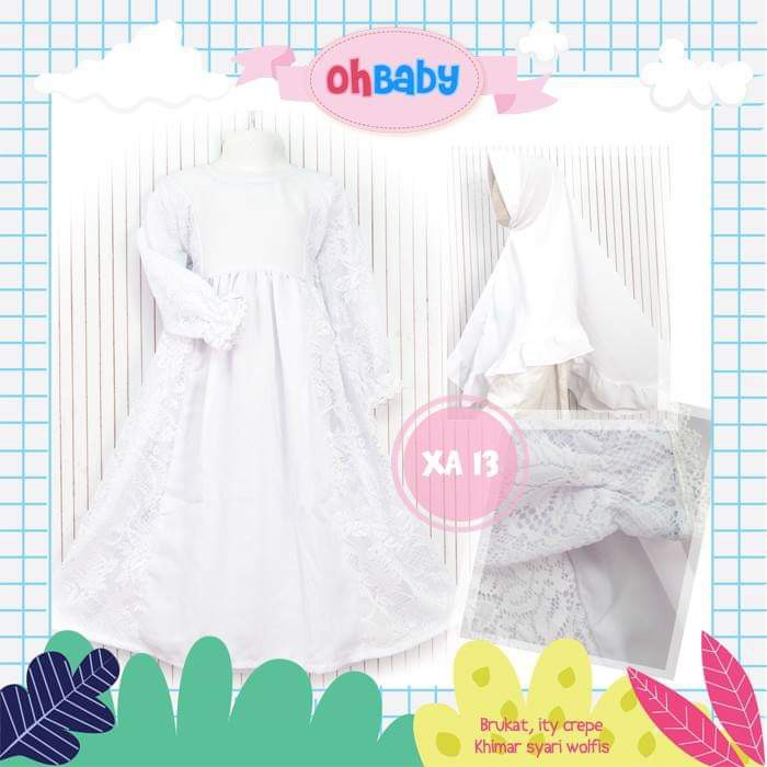Gamis Anak Brukat Putih Oh Baby