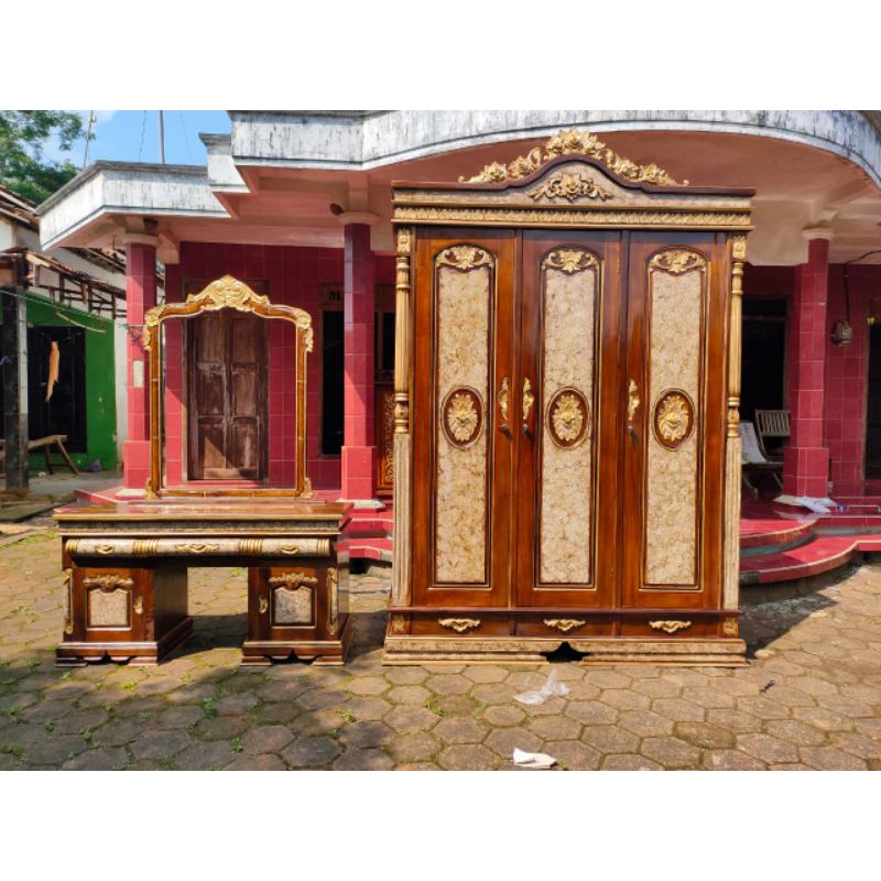 lemari pakaian / meja rias / tempat tidur / motif marmer