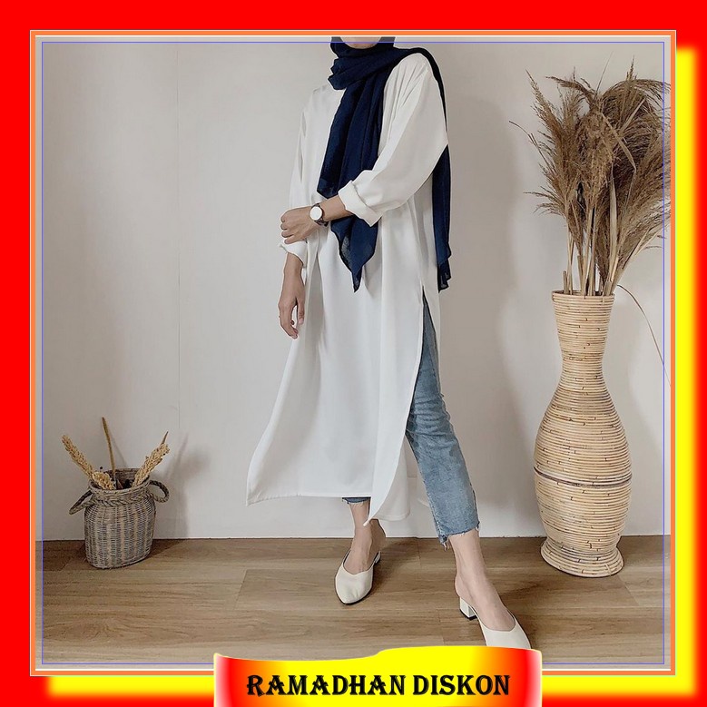 Gelania Tunik Wanita Terbaru 2022 Kekinian Jumbo Ld 110 - 115Cm Polos Kombinasi 3 Warna Bahan Katun 