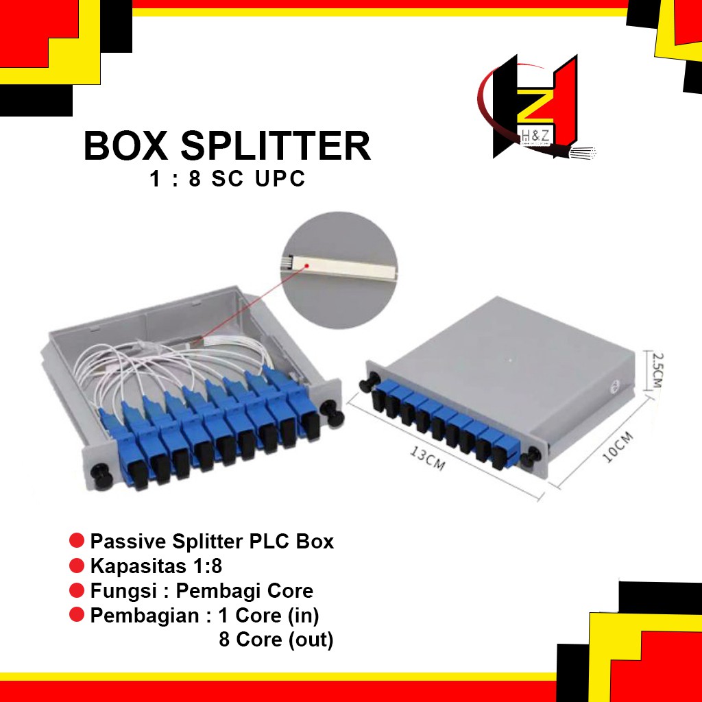 Jual Splitter Box 1:8 SC UPC Biru /Passive Splitter Box 1:8 SC UPC /Box ...