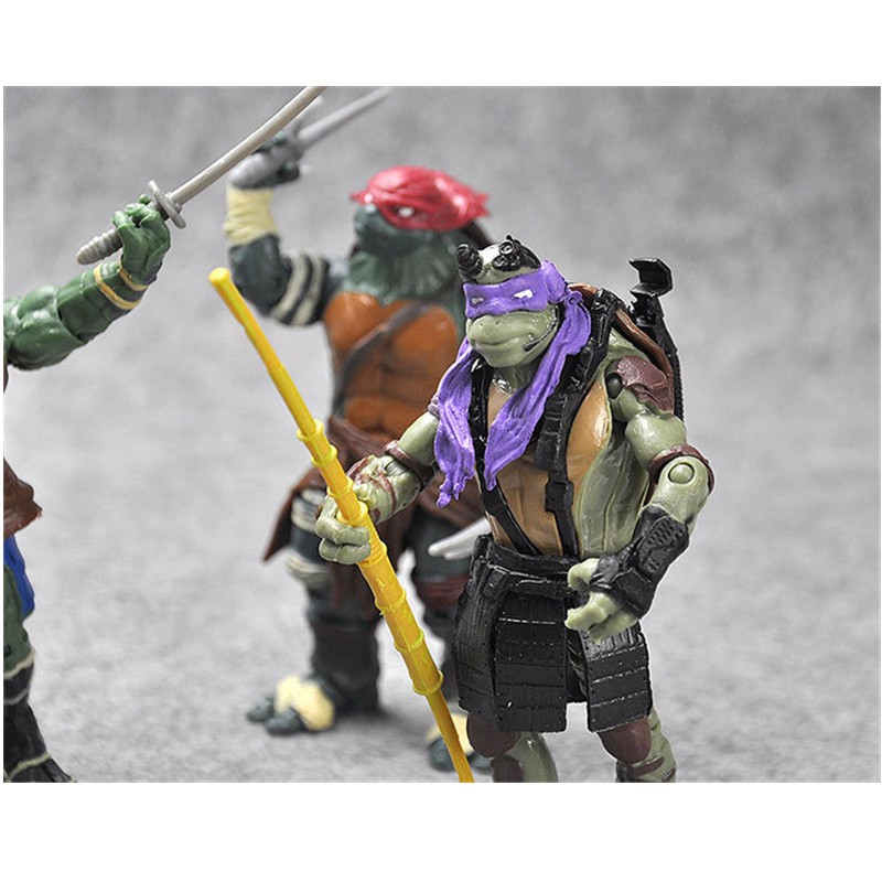 4pcs / Set Mainan Action Figure Teenage Mutant Ninja Turtles Raphael Leonardo Donatello Michelangelo Bahan Pvc