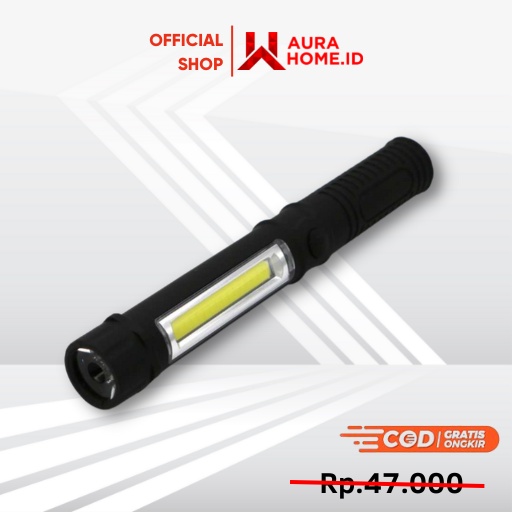 Senter LED Magnet COB 250 Lumens / Lampu Senter LED Mini Jarak Jauh Gunung Outdoor Mendaki Camping M