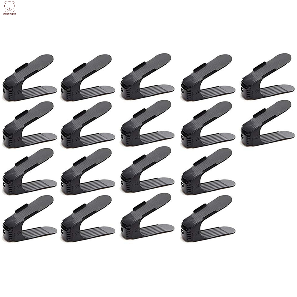 Plastic Simple Shoe Rack Adjustable Storage Shoe Rack 18 Pcs Black Shopee Indonesia