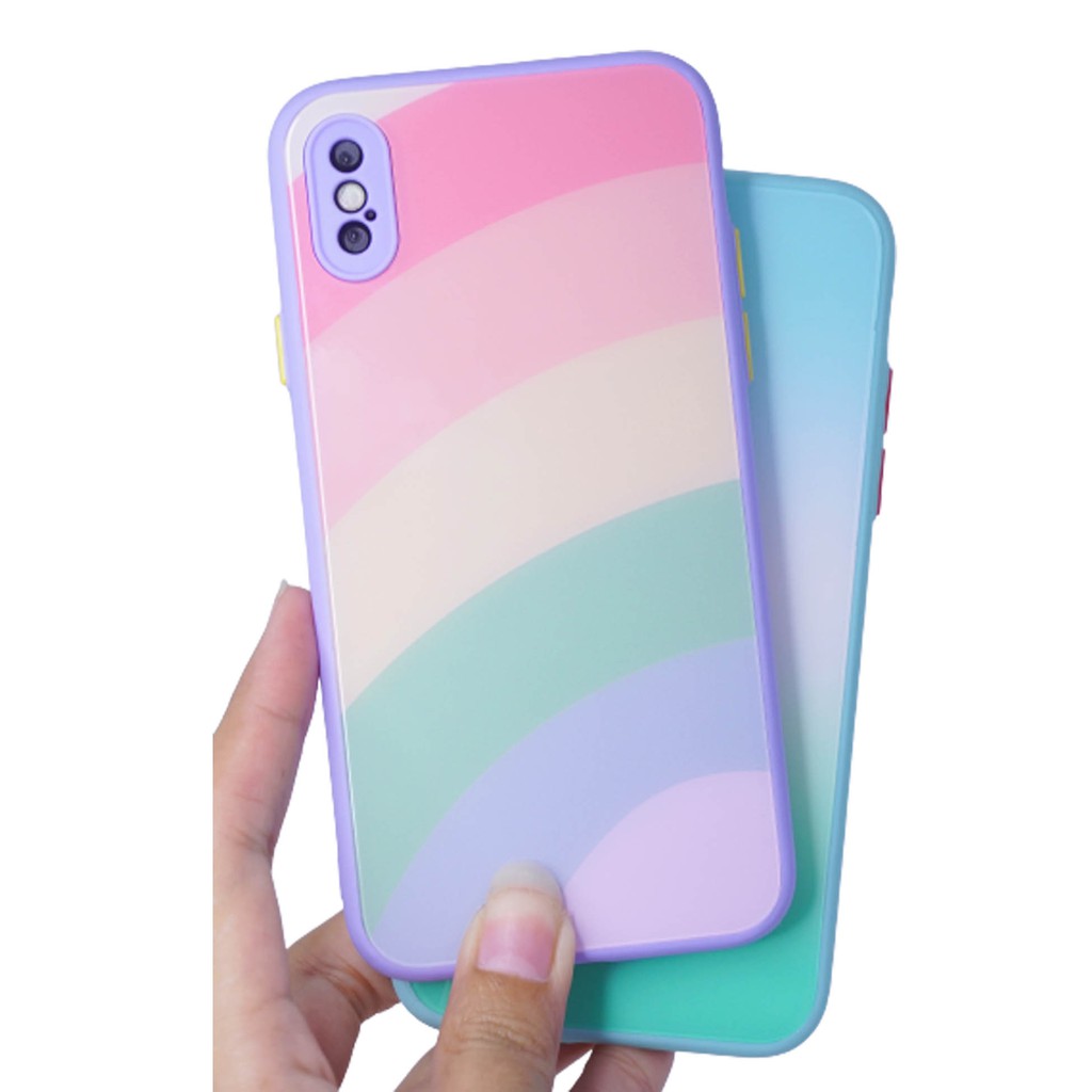 GoodCase - Case iPh 6+ | 7+/ 8+ | 9/ XR | 9+/ XS Max | X/ XS Case Glass Candy Motif Pelangi