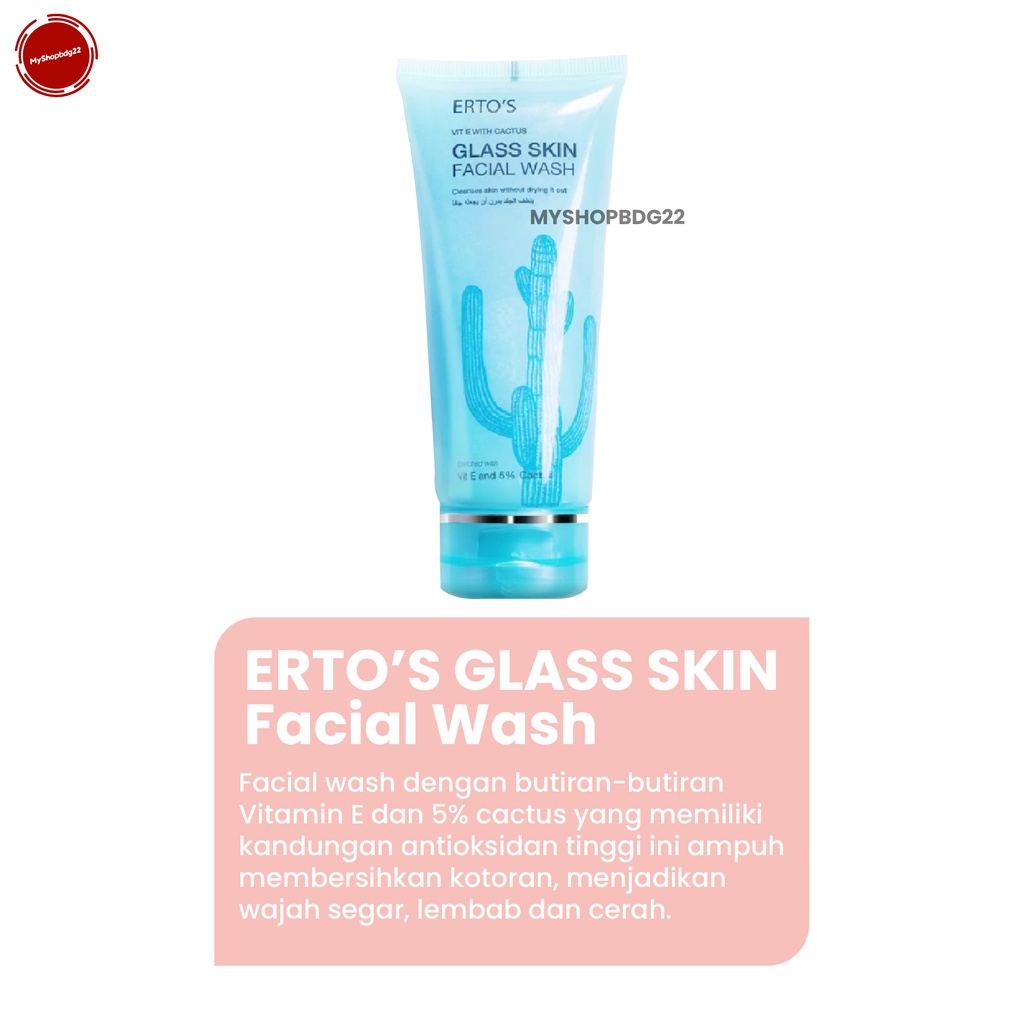 Erto’s Glass Skin Facial Wash Sabun Cuci Muka Perawatan Kebersihan Kulit Wajah Wanita Varian Aloe Vera Kaktus By Myshopbdg22