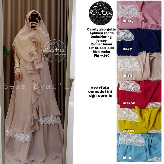 RHS ~ seza syari gamis pesta syari premium jumbo busui ori solo by ratu hijab