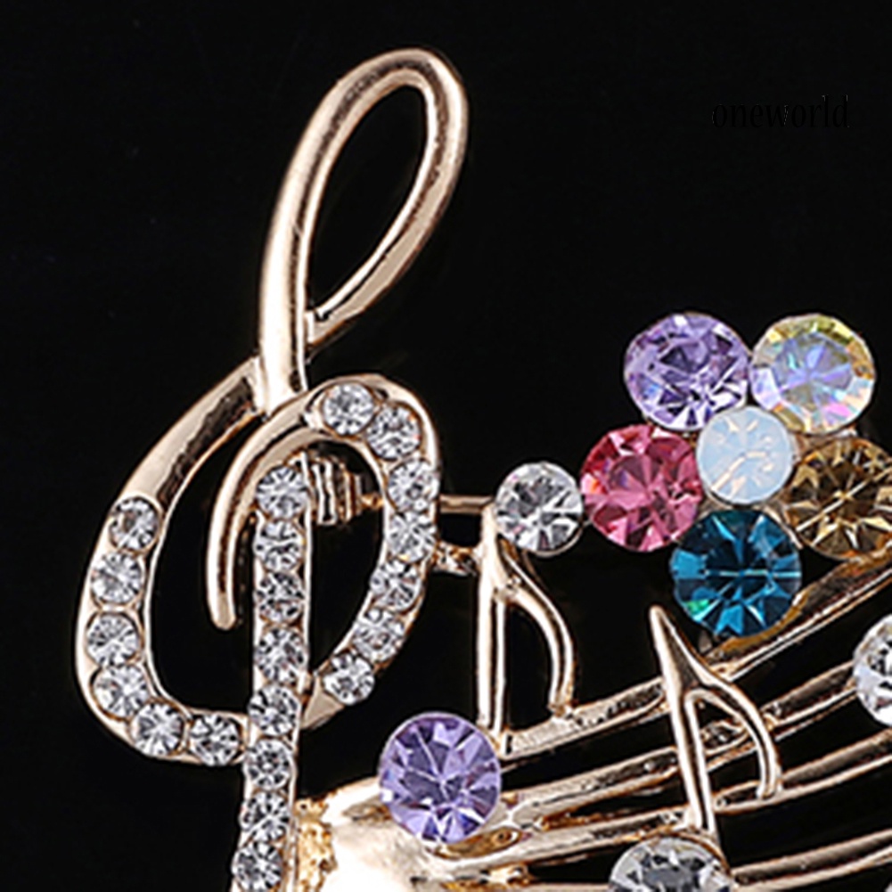 OW@ Women's Rhinestone Musical Note Blossom Brooch Pin Jewelry Party Xmas Gift