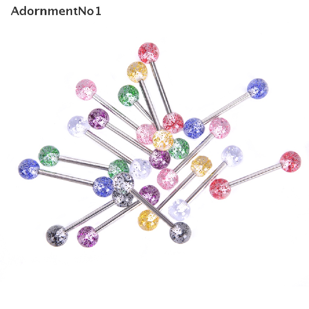 [AdornmentNo1] 8PCS/Set Colorful Glitters Tongue Rings Barbell Ball Body Piercing Jewelry [new]