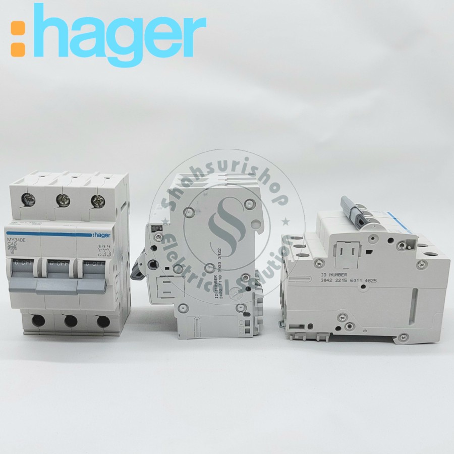 HAGER MCB 3P 3 PHASE 6 10 16 20 25 32 40 AMPER 4,5KA TYPE C MY SNI