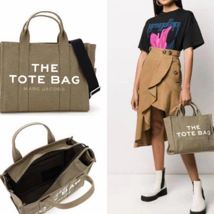 Mj The Tote Bag Black Small Slate Green Canvas Authentic Alfamonica826