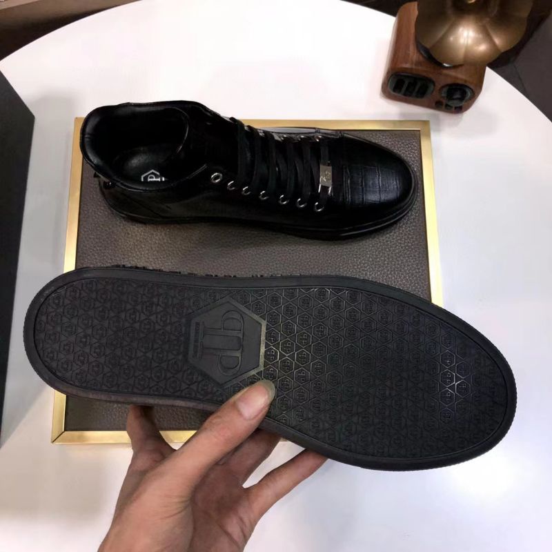 sepatu philipp plein sneaker boots pria mirror top Brand pp shoes men cowok hitam