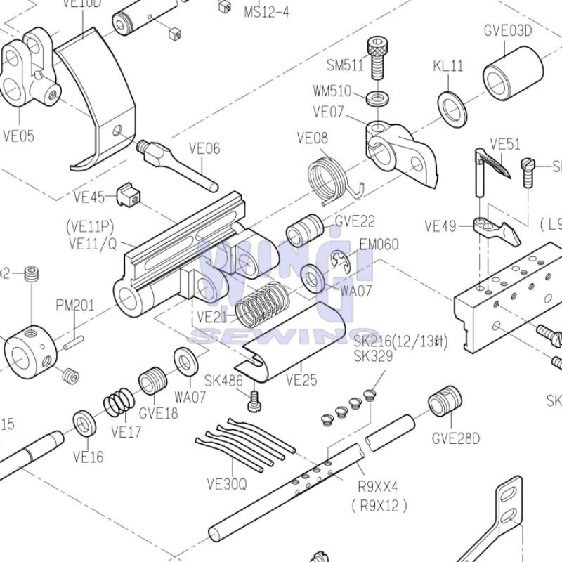 VE11P SIRUBA VC008 Dudukan Rumah Looper Rocker Mesin Jahit Karet