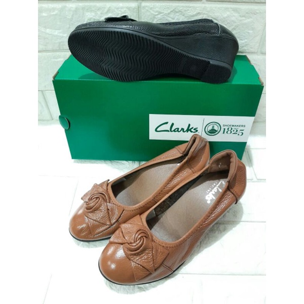 SEPATU WANITA CLARKS LEATHER ULIR WEDGES KD899 / SEPATU KANTOR WANITA