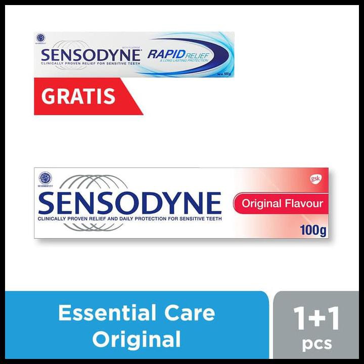 BAYAR DITEMPAT Sensodyne Essential Care Original 100gr + Rapid Relief Advanced Care DISKON