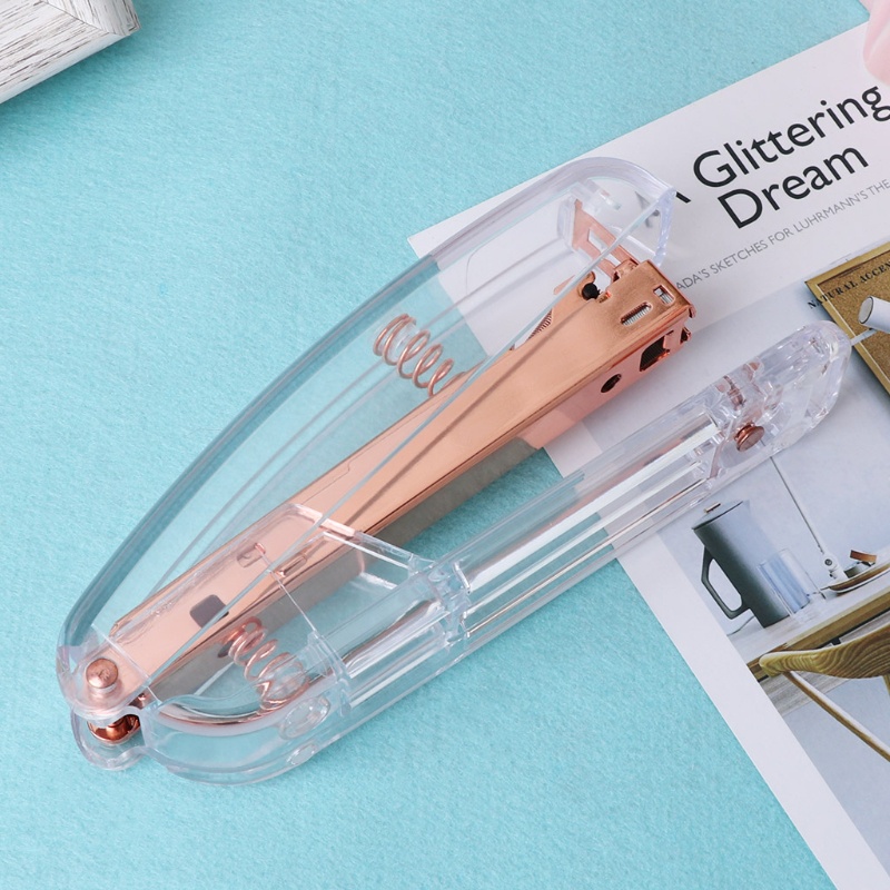 Mary Fashion Rose Gold Stapler Akrilik Metal24 /6 26/6alat Stapler Manual Praktis