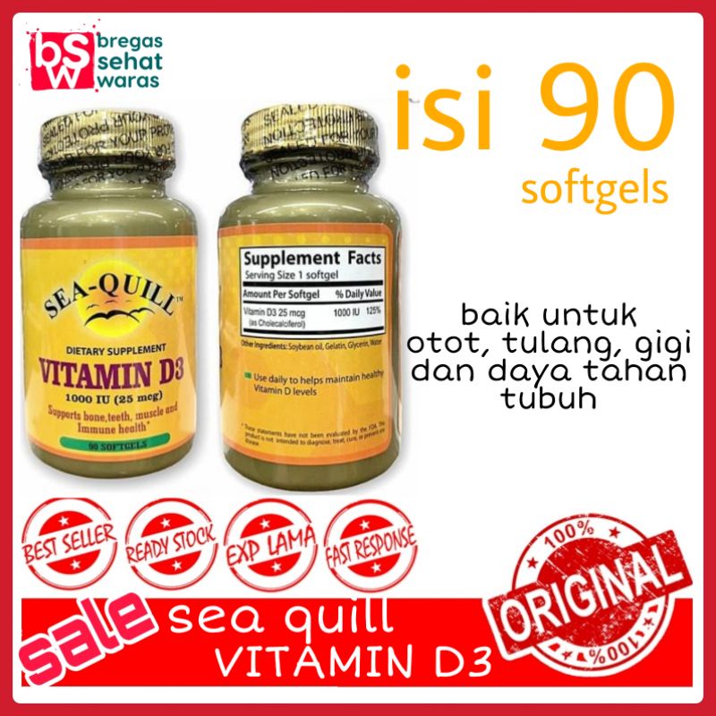 SEA QUILL VITAMIN D3 1000 IU-VITAMIN D,SEAQUILL,VITAMIN DAYA TAHAN TUBUH,BREGAS SEHAT