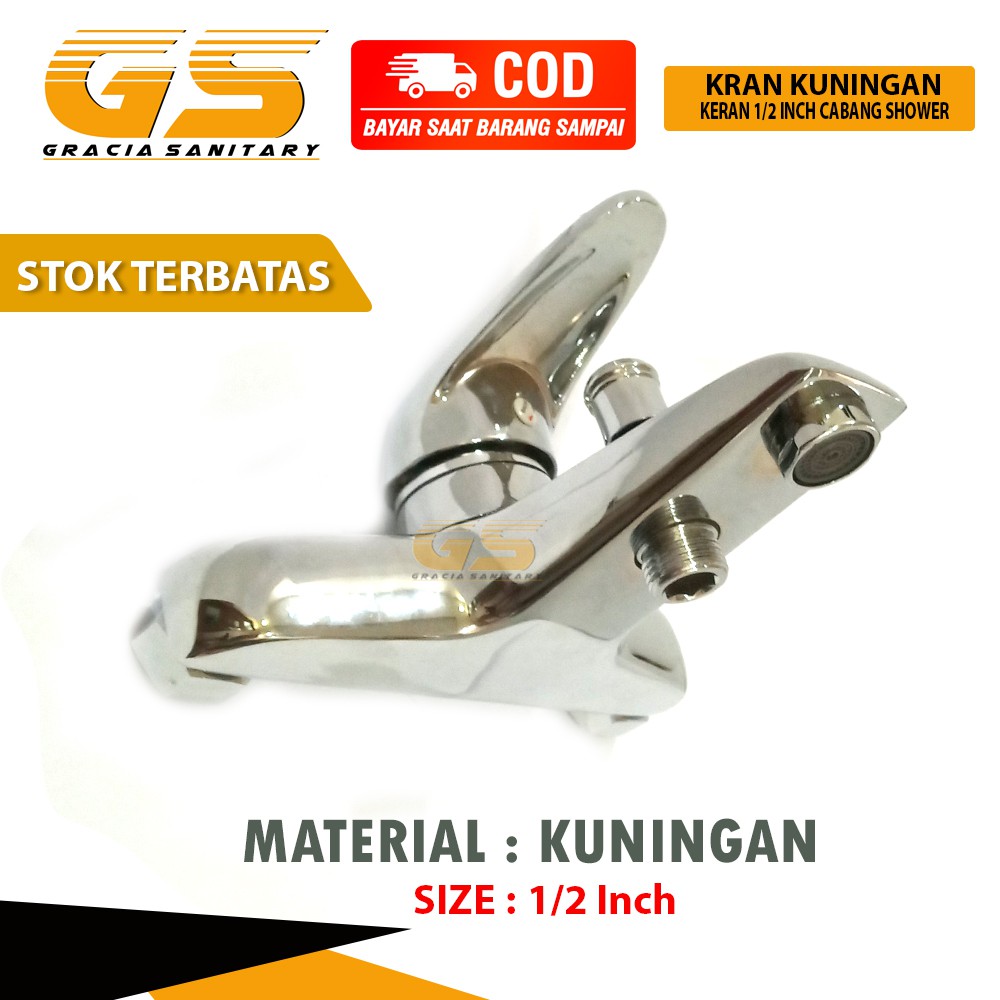 Kran Shower Keran Bathtub Mixer Air Hot Cool Keran 2 Cabang Kuningan