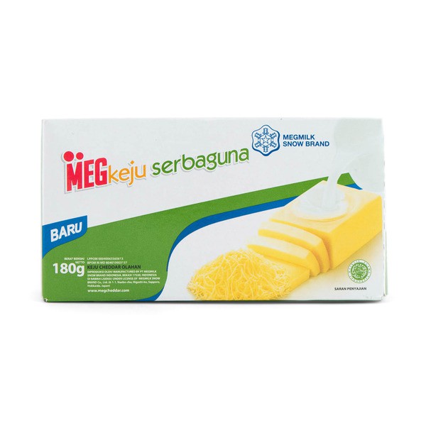 

MEG Cheddar Serbaguna Cheese 170gr - Keju Chedar Balok -Hijau