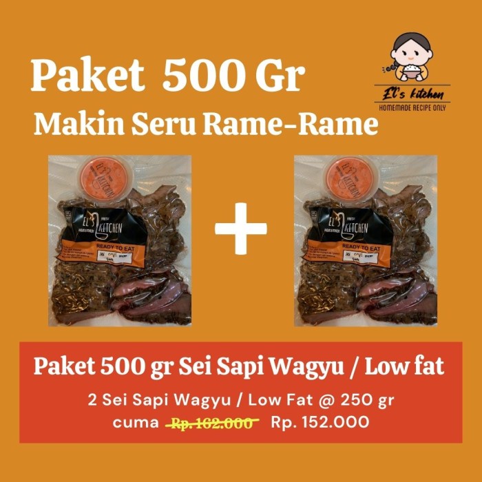 

Paket 500 gr Sei Sapi Wagyu / Low Fat ( Sapi asap ) - BARU