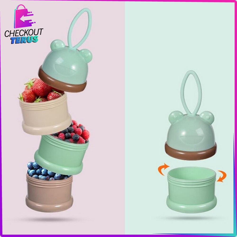 CT C122 Wadah Tempat Susu Bubuk Bayi Travel 4Tingkat Kotak Susu Karakter Baby Portabel Milk Powder Container