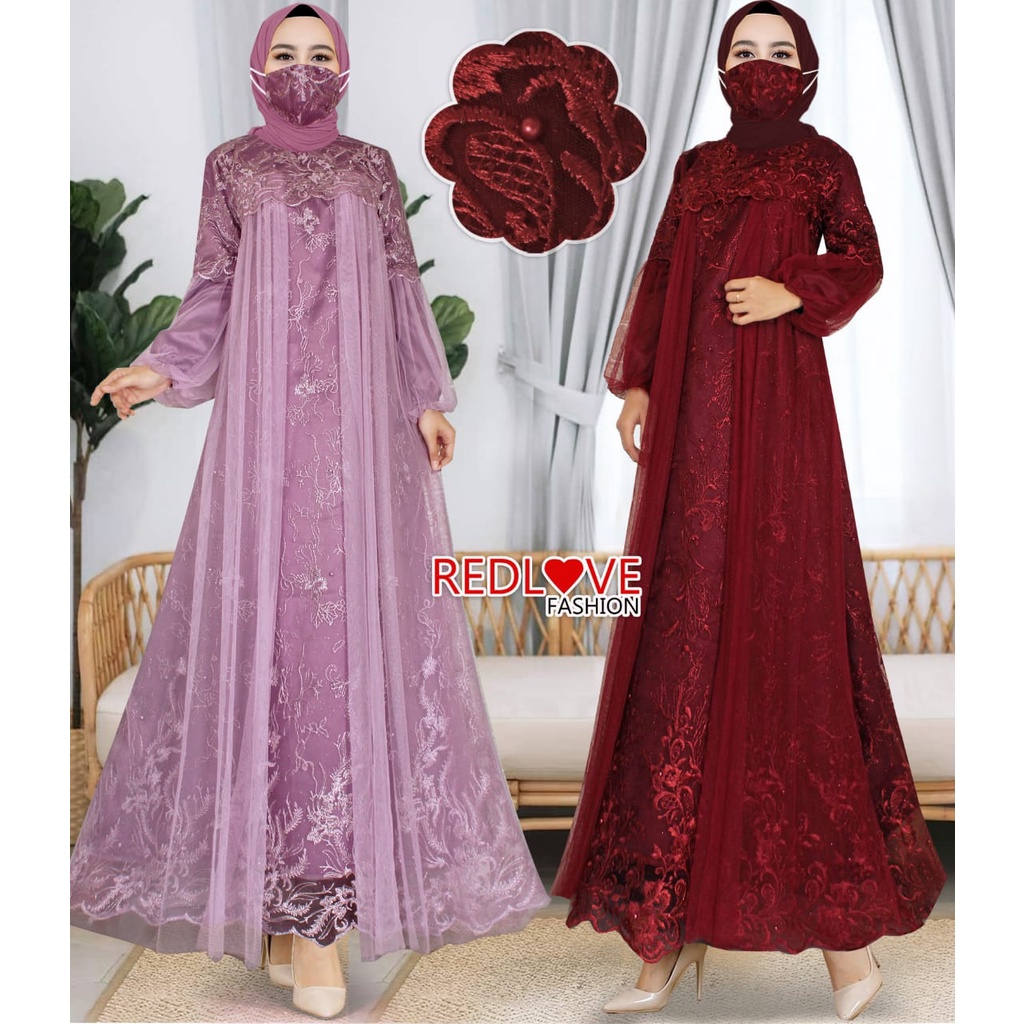 RED LOVE 136 /(TERMURAH)/GAMIS NAJMA AMIRA TILE MUTIARA TERBARU/GAMIS SELENDANG TERBARU/GAMIS TILE MUTIARA FASHIEN /GAMIS MAXI MUSLIMAH TEEBARU / MAXI TILE TERBARU