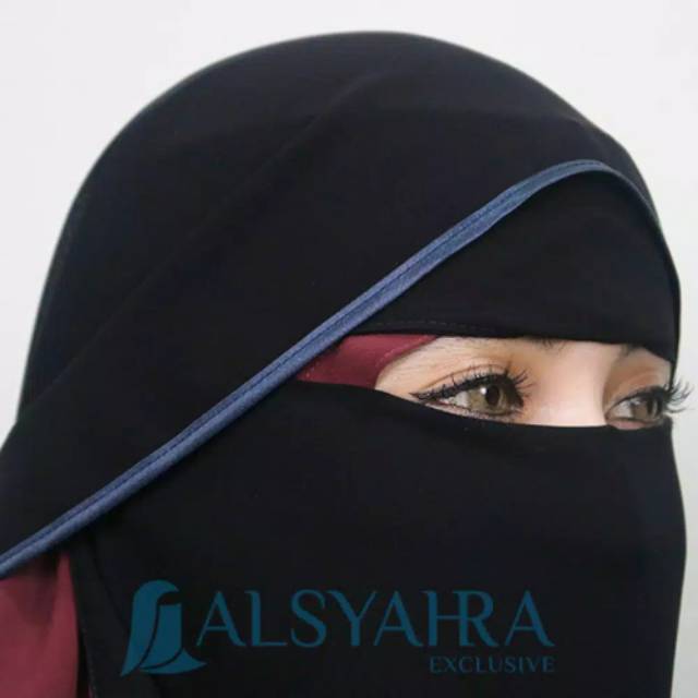 Niqab Butterfly 2 Layer Jetblack By Al Syahra Exclusive