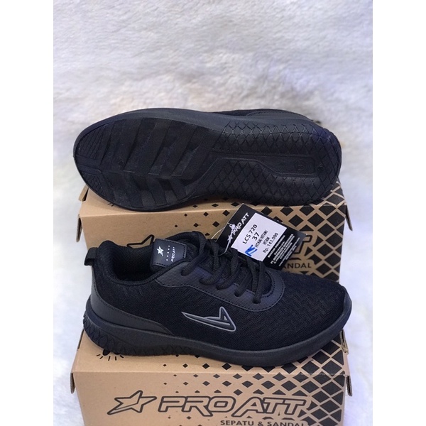 Sepatu sneakers sekolah full black PROATT PA 700 35-44