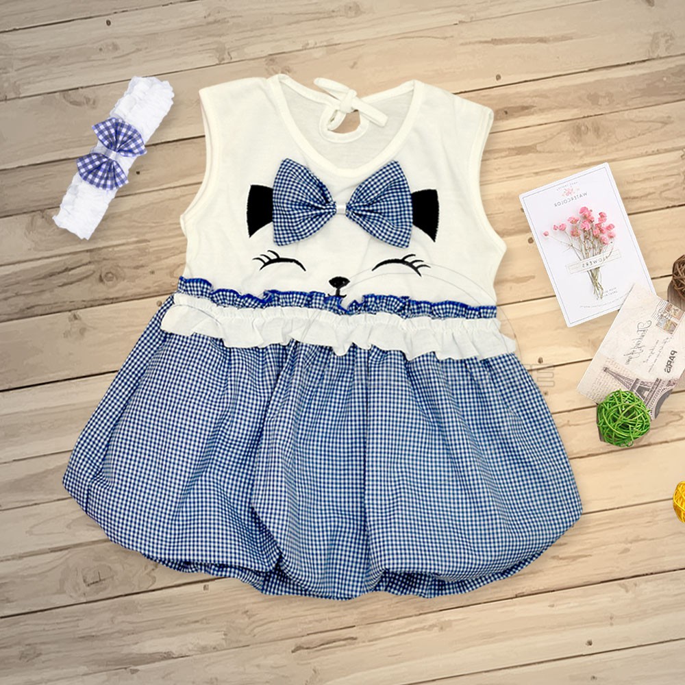 dress bayi + FREE bando Baju Bayi Perempuan TRS-041 Baju Rok Terusan Bayi Rok Bayi Pakaian Bayi Perempuan