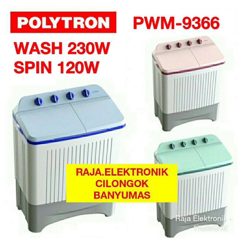 mesin cuci polytron PWM 9366 9kg PWM9366 2 tabung polytron