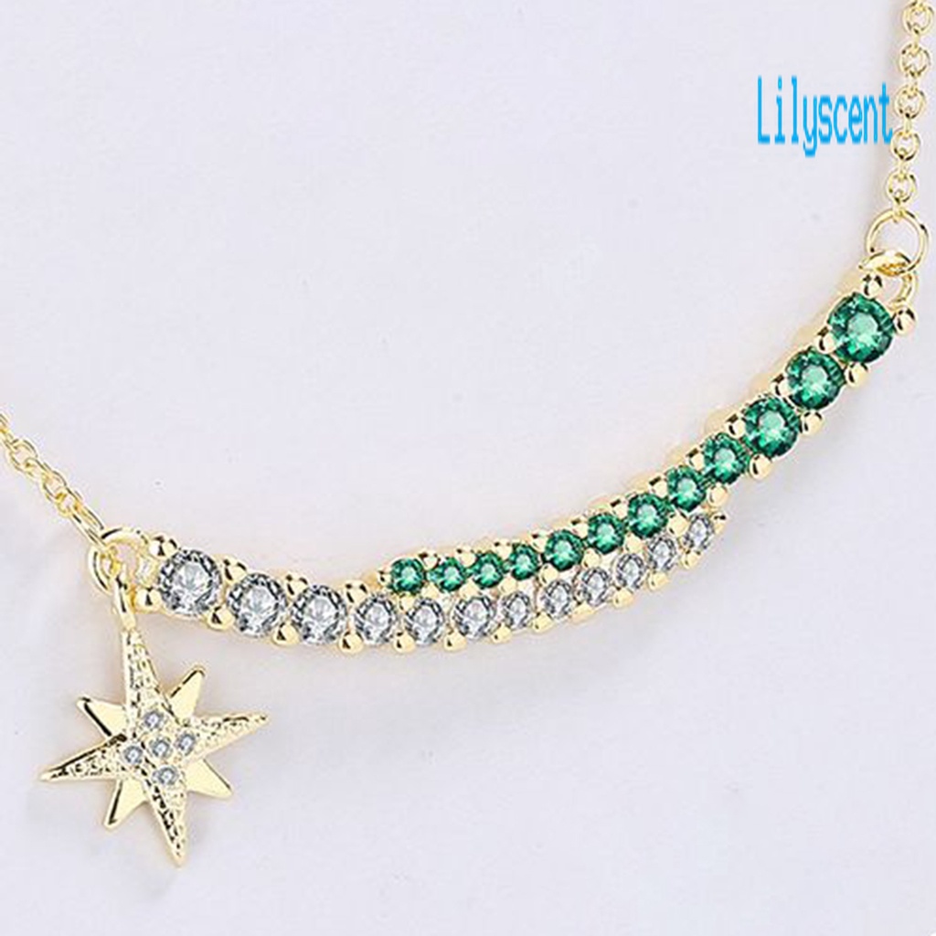 Kalung Liontin Bintang Berlian Imitasi Adjustable Untuk Wanita