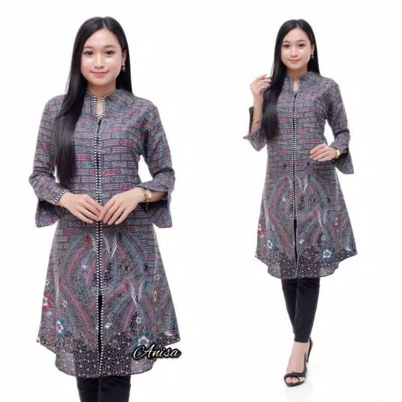 tey-17 Batik Wanita ASJ SA HRB026 Kenogo Kemeja Tosca Pendek /Baju Batik /Tunik /Atasan Batik Wanita-Model 11