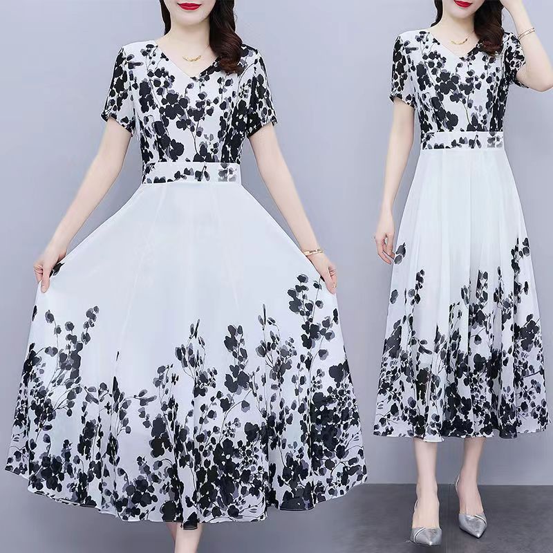 Dress Korea Panjang Dress/Dress jumbo wanita/Dress cina Wanita/Dress V neck/Dress Elegante Wanita