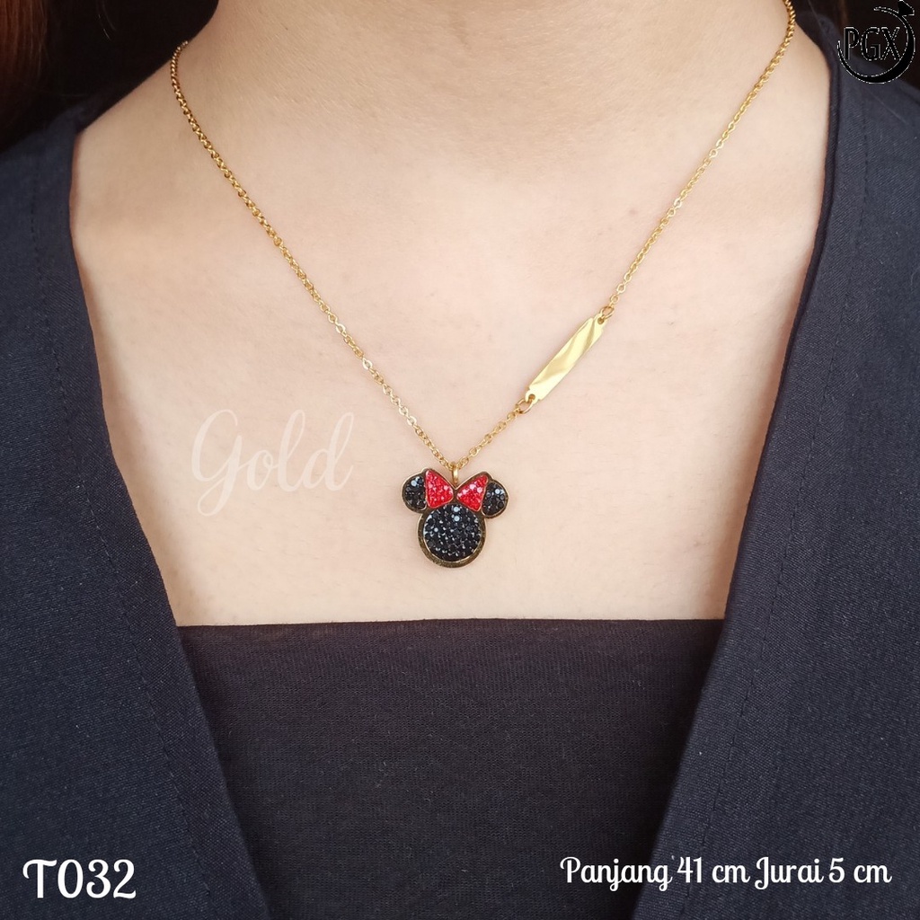 PGX Kalung Titanium Wanita Anti Karat Aksesoris Fashion Perhiasan Premium - T032