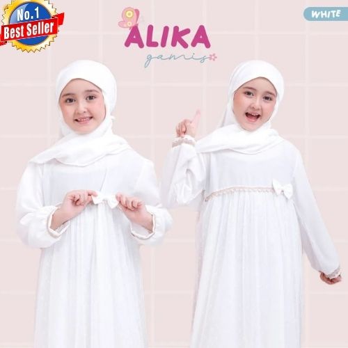 Gamis Tile Putih Anak Tanggung 3-14 Tahun   Baju Gamis Anak Syari Baju Muslim Anak Perempuan Putih G