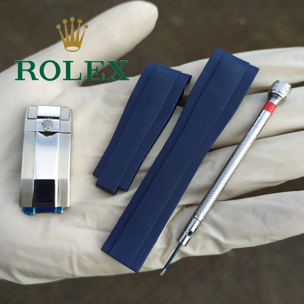 STRAP/TALI RUBBER JAM TANGAN ROLEX 20MM CURVE - BIRU.