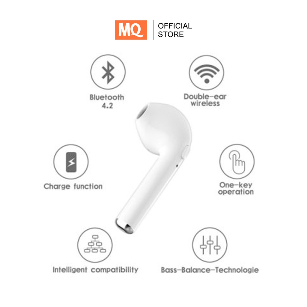 MQ i7s TWS Twins Wireless Headset Earphone Bluetooth Android &amp; IOS Murah Handsfree Earbuds Headphone HBQ Twins With Charging Case Mini V4.2