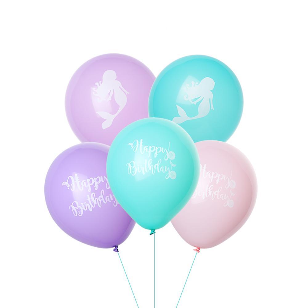 10pcs Balon Latex Bentuk Bunga Mermaid Warna Turquoise Untuk Dekorasi Pesta