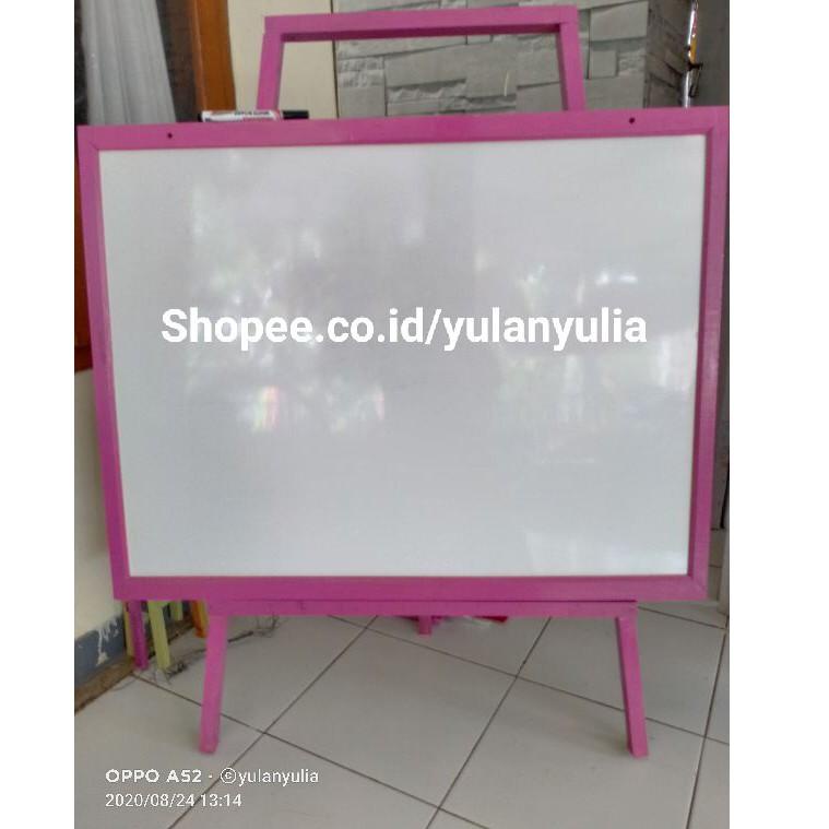 

(P-ORU (✔ Papan Tulis 60x80 / white board ukuran besar+ standing gratis spidol+ penghapus //terviral