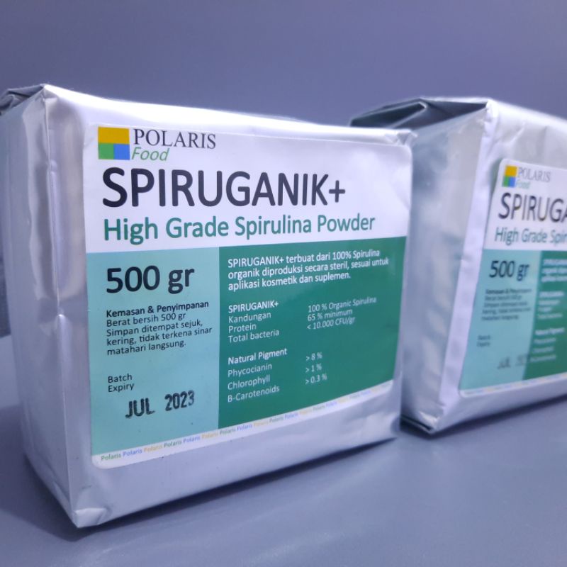 Spirulina 500 GRAM SPIRUGANIK + ORIGINAL 100% Pakan Ikan burayak cupang guppy menaikan warna ikan charopyl chana