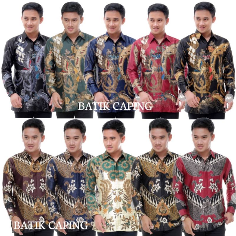 KEMEJA BATIK SEMI SUTRA SILKY PREMIUM BERFURING LENGAN PANJANG  CLASIK SUTRA XXL  FASHION BATIK PRIA SILK BATIK HALUS