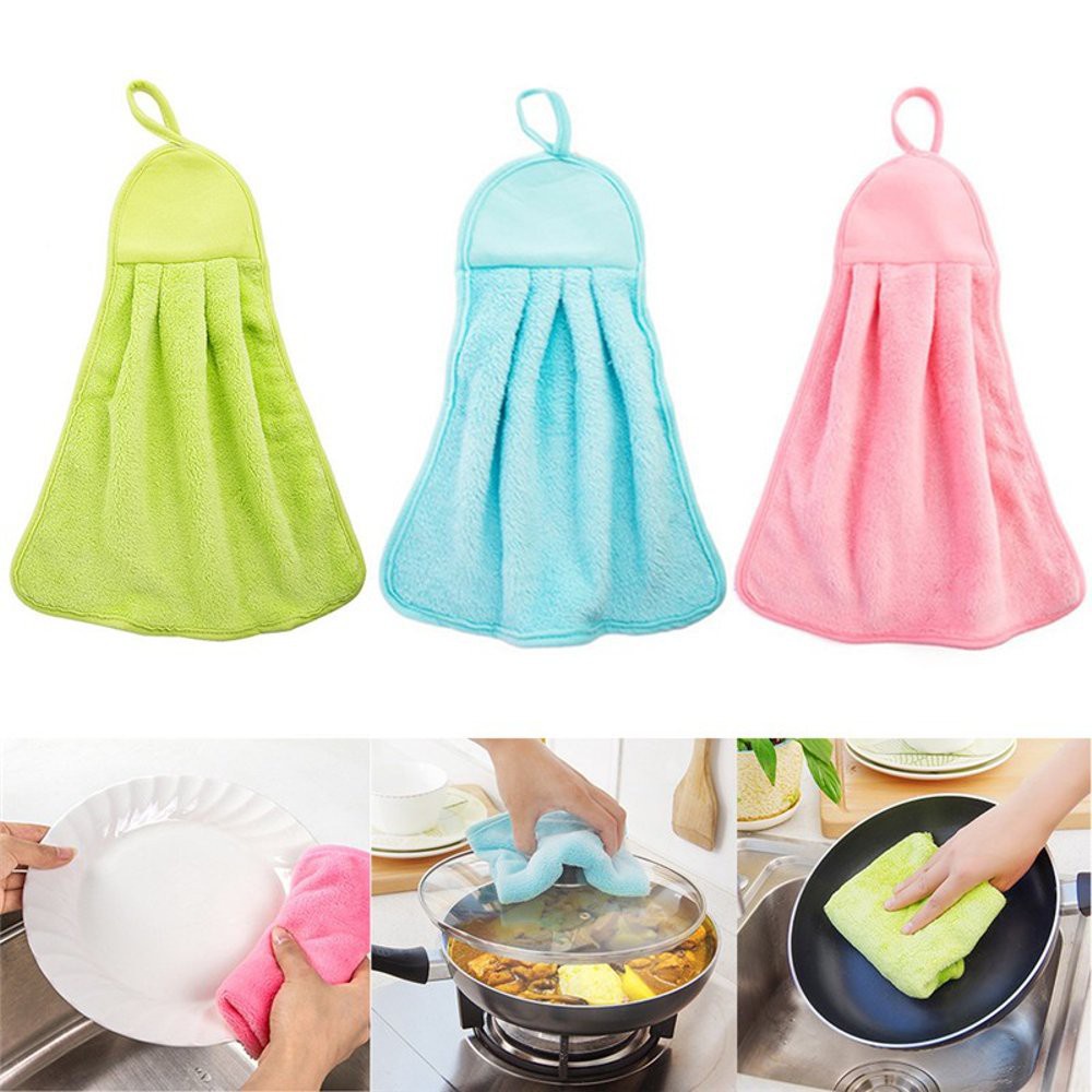 Lap Cuci Tangan Polos Warna Bahan Handuk Microfiber Kain Lap Gantung Dapur Kamar Mandi Serbaguna