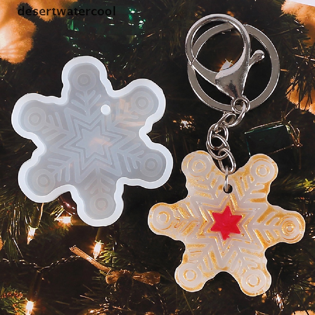 1 Pc Cetakan Resin Kristal Epoksi Bentuk Snowflake Rusa Pohon Natal Bahan Silikon Untuk Gantungan Kunci