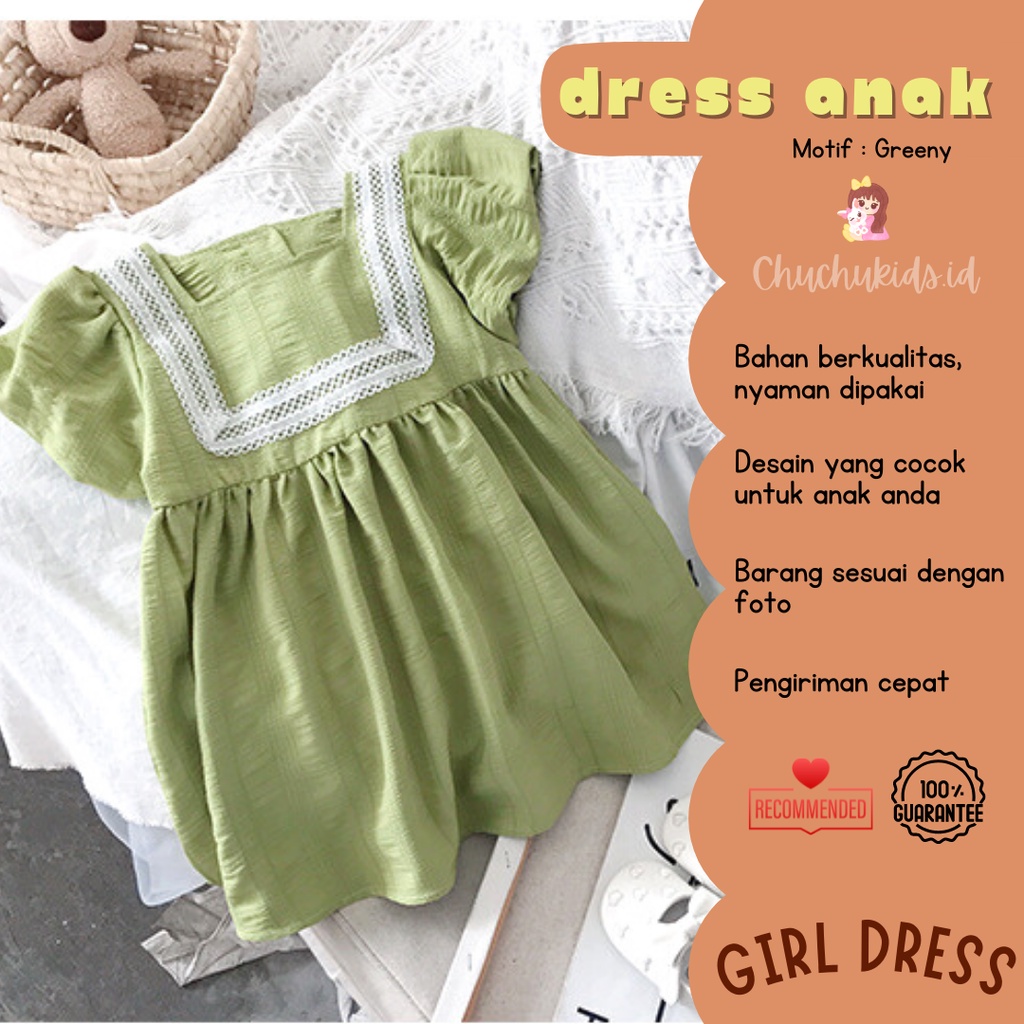 DRESS Anak Perempuan Dress GREENY Dres bayi motif korea Baju Dress Anak Cewek Import