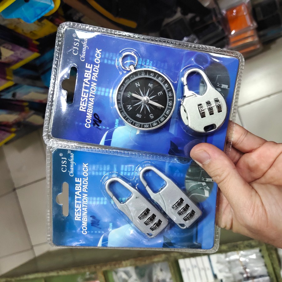 GEMBOK PASSWORD 3 PIN DAN COMPASS MANTUL MURAH MERIAH