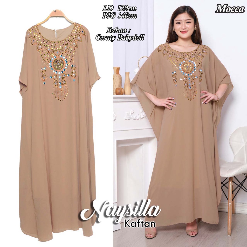 Arnis Naysilla Kaftan Payet Mewah Jumbo Bahan Ceruty