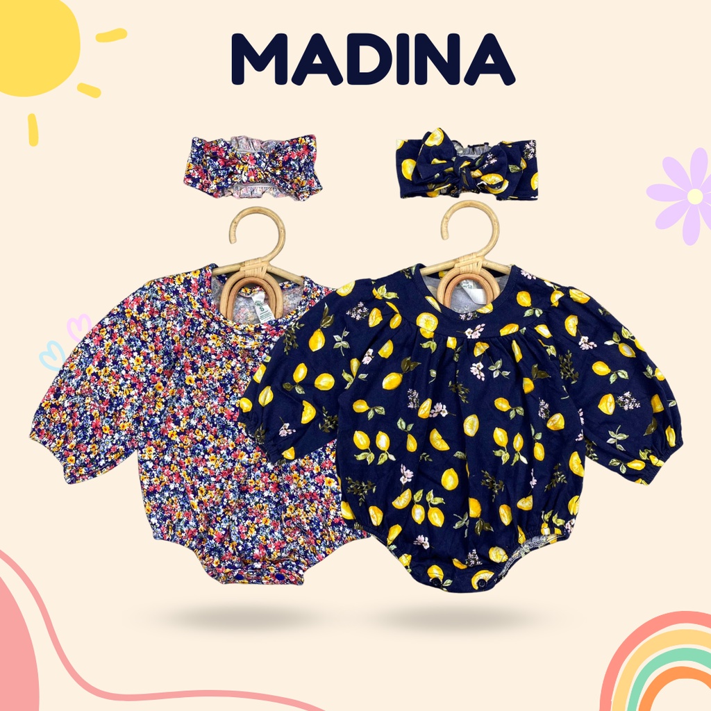 3-24 BLN JUMPSUIT BAYI MADINA ROMPER BAYI FREE HEADBAND by LITTLE KODA (SNI)