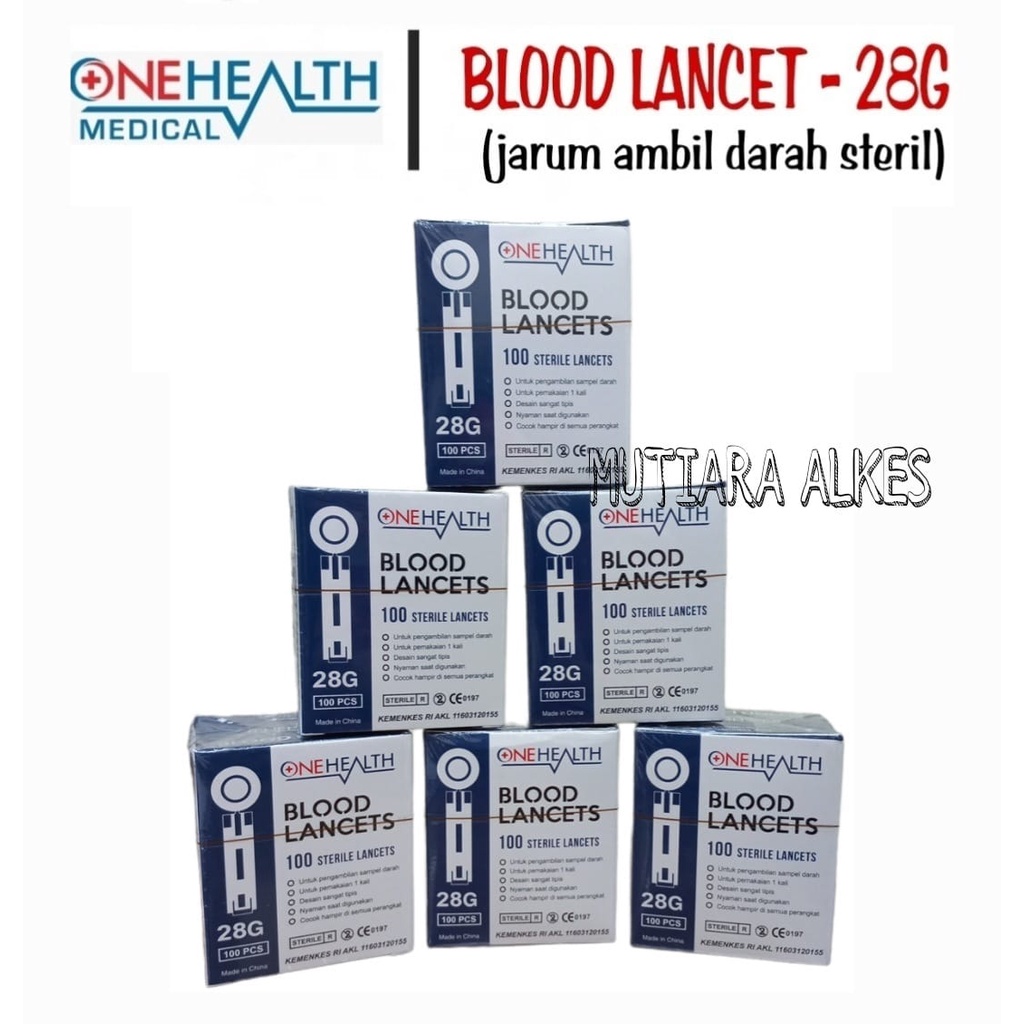 Blood Lancet ONEHEALTH / Jarum Lancet / Jarum Ambil Darah 28G