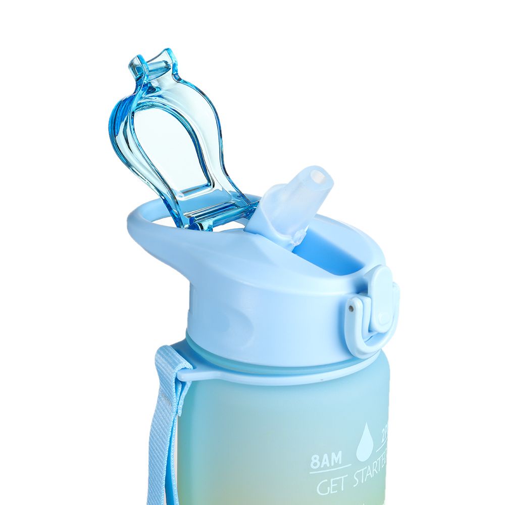 Botol Air Minum Portable 1000ml Warna Gradasi Pelangi Anti Bocor Dengan Sedotan Untuk Travel