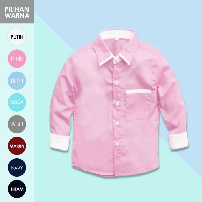 LAKI-LAKI-ANAK-KEMEJA- KEMEJA ANAK LAKI LAKI LENGAN PANJANG POLOS KIDSHIRT BAJU BAYI 1-8TAHUN - 1-2